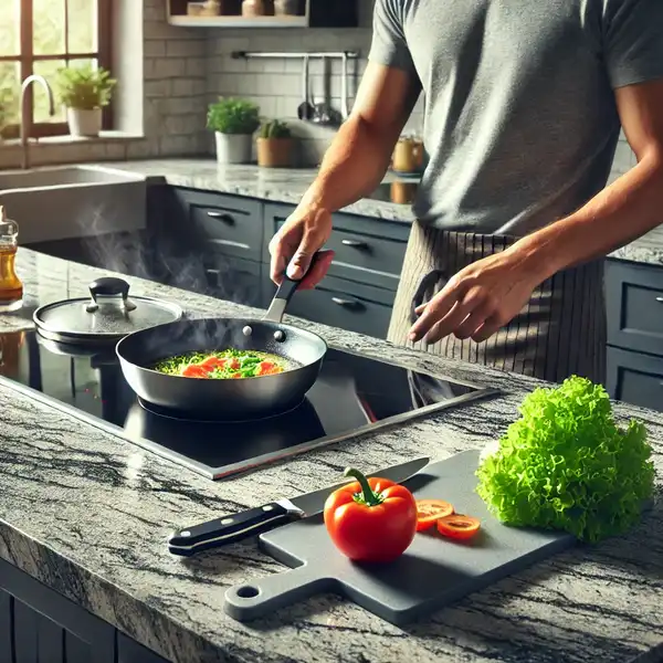 A modern kitchen with granite countertops, emphasizing the strength and durability of the surface