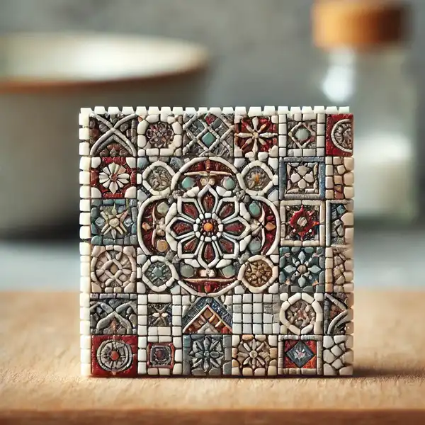 A small kitchen backsplash ideas featuring intricate mosaic tiles