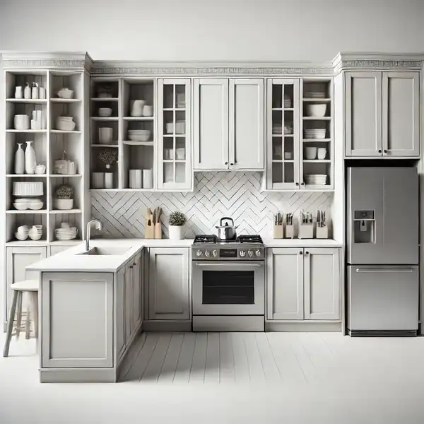 Corner kitchen designs L Shaped Kitchens with cabinets on three walls and a peninsula extending out for extra prep space