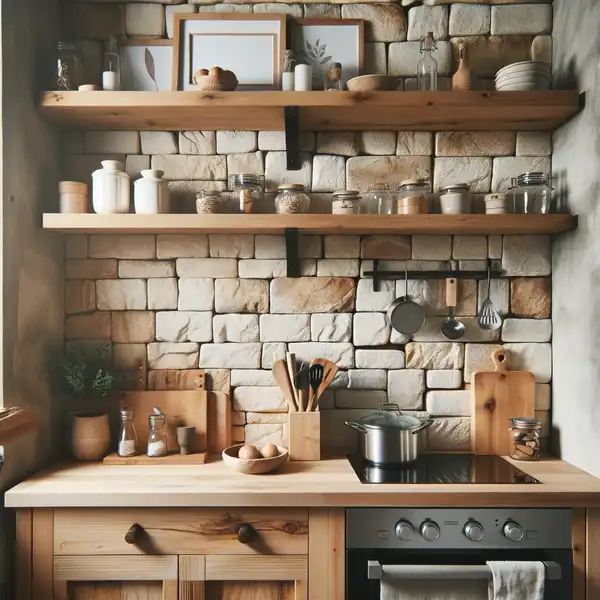 Rustic kitchen ideas for small kitchens A small rustic kitchen with a stone or brick backsplash