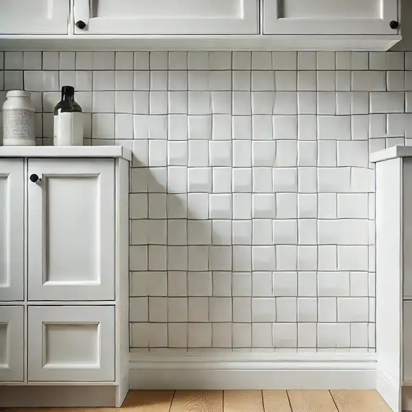 Small kitchen backsplash ideas A small kitchen backsplash featuring classic white subway tiles