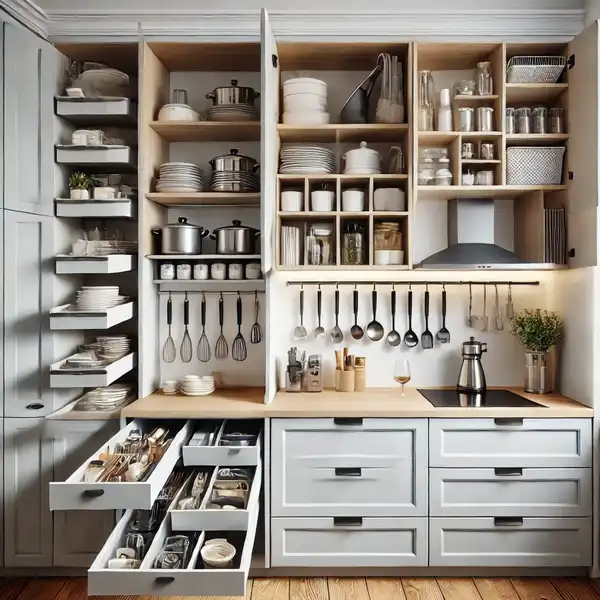 Smart Kitchen Design Ideas for a Modern Home A small kitchen designed with smart storage solutions