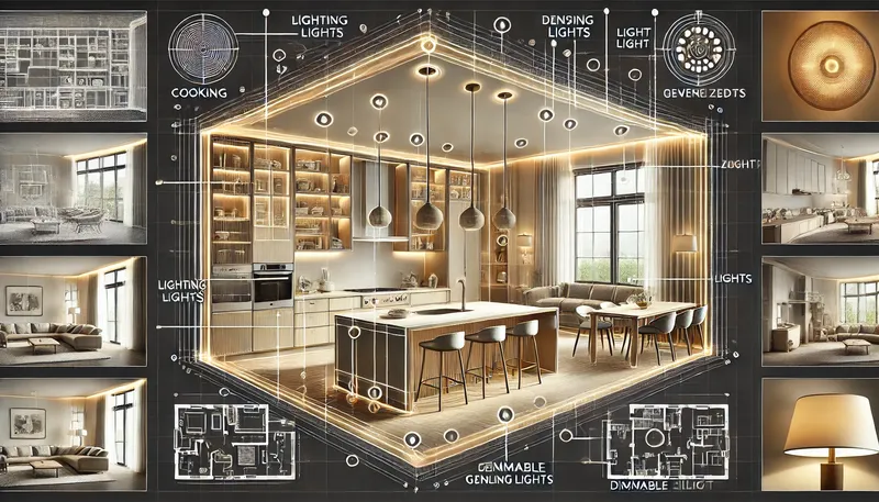 How to Choose the Right Fixtures A detailed visual of 'Lighting Layout Tips for Open Kitchens.'