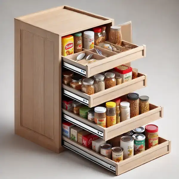 Kitchen Pantries for Small Kitchens A small kitchen cabinet with slide out pantry drawers