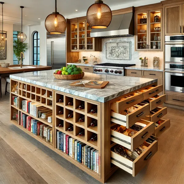 A personalized kitchen island featuring custom design elements